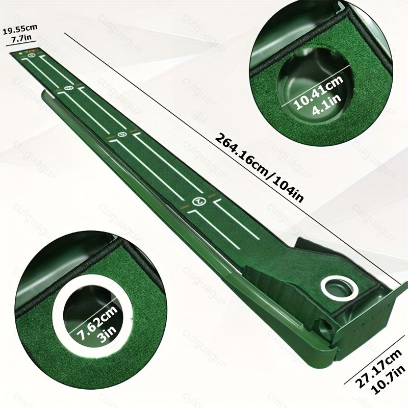 HUAEN Indoor Office Golf Putting Mat, 8-Foot Putting Green, Alignment Guide Included, Lightweight, Men's Golf Equipment - Image 3