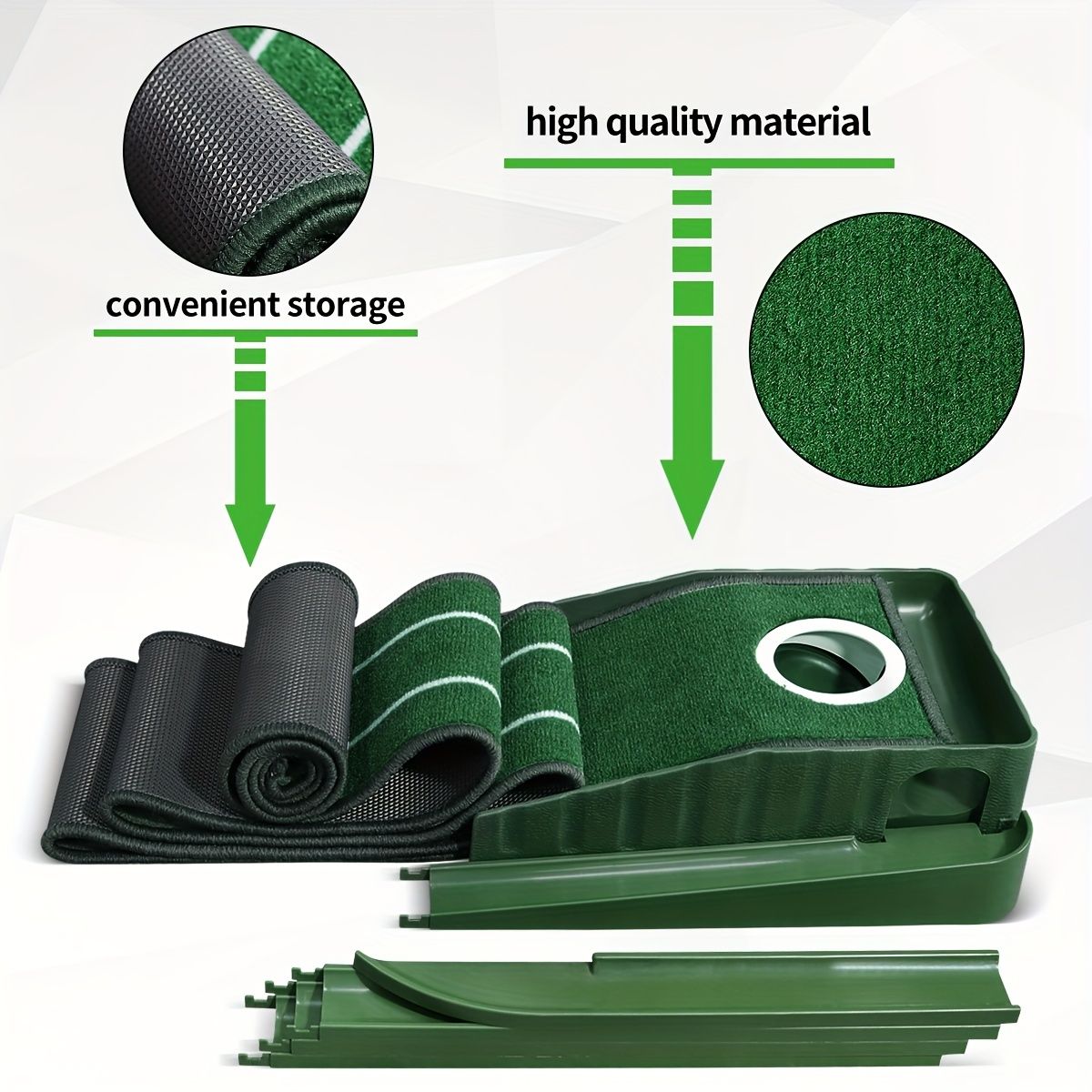 HUAEN Indoor Office Golf Putting Mat, 8-Foot Putting Green, Alignment Guide Included, Lightweight, Men's Golf Equipment - Image 6