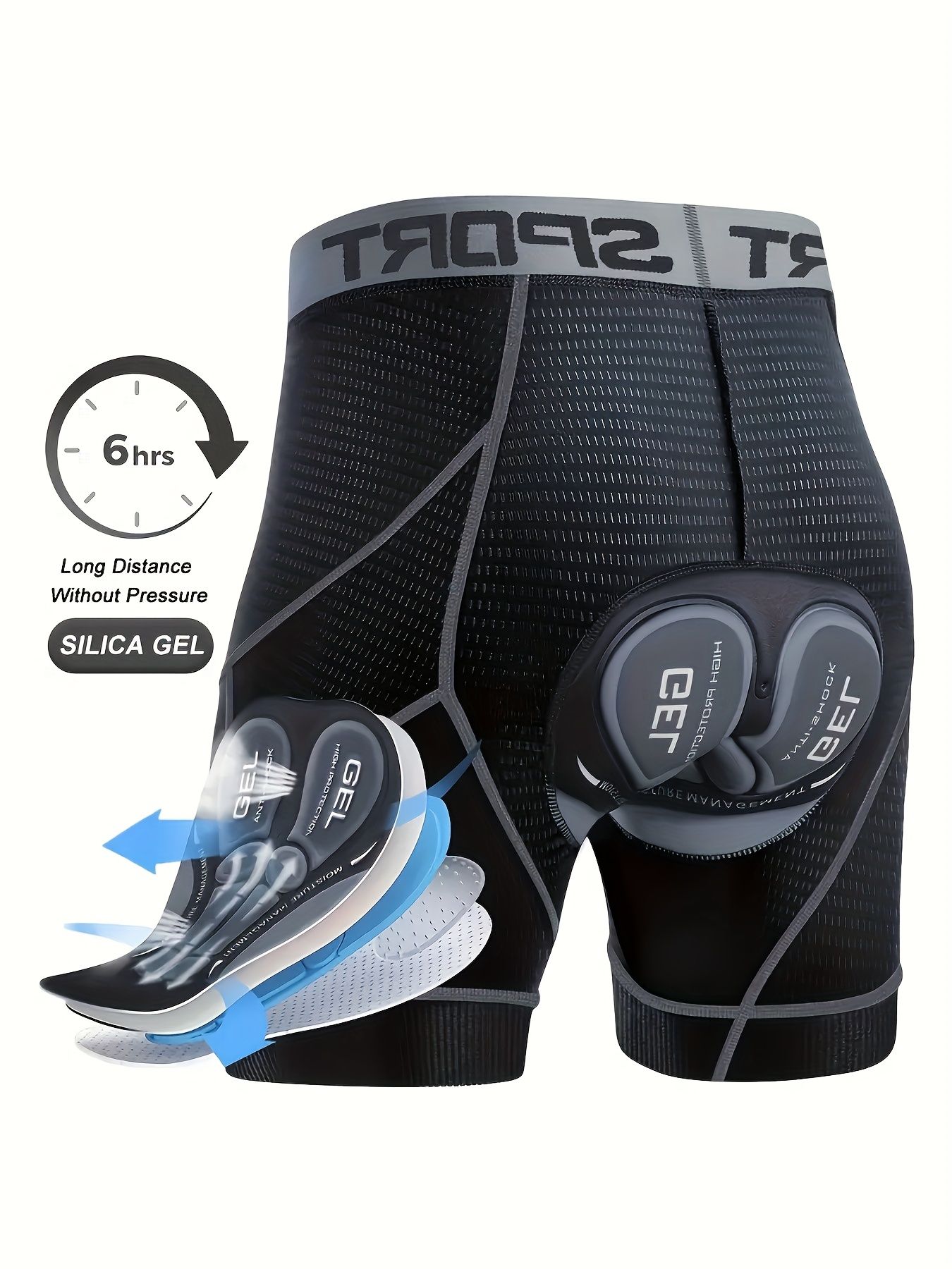 L size men's 5d mesh cycling shorts casual elastic breathable letters elastic waist shorts summer outdoor cycling mountain bike - Image 1