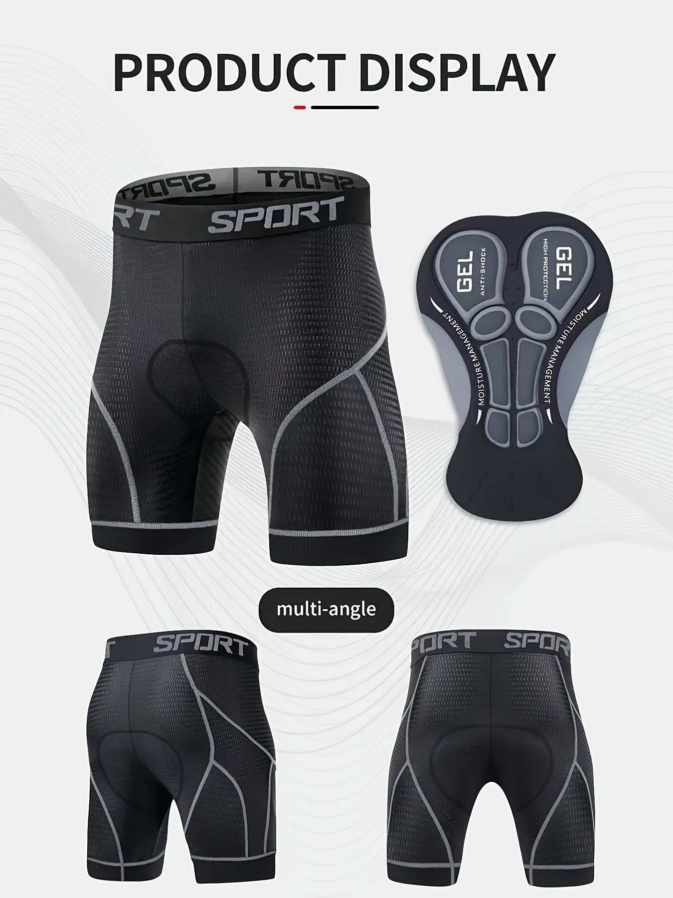 M size men's 5d mesh cycling shorts casual elastic breathable letters elastic waist shorts summer outdoor cycling mountain bike - Image 2