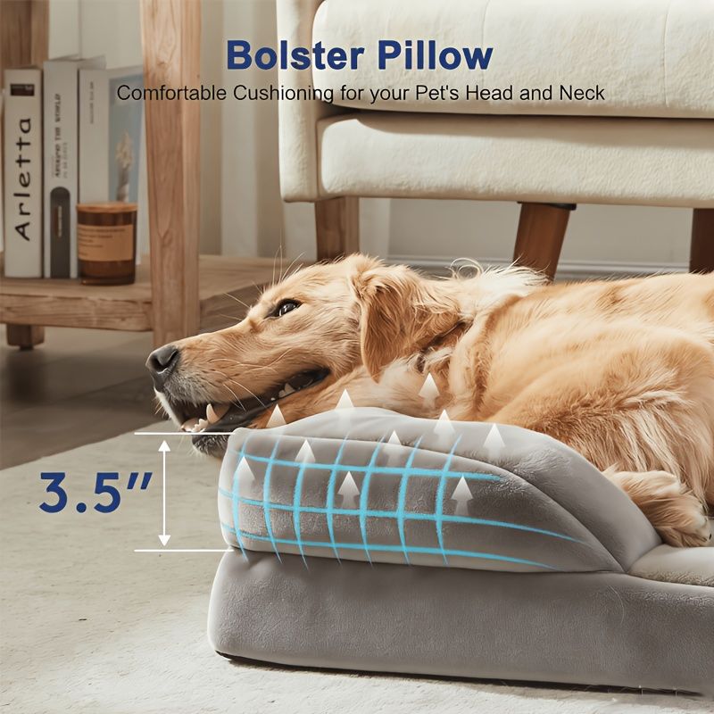1 piece set XL size 102*80*18cm orthopedic foam dog bed, designed for super large dogs, C-shaped orthopedic dog bed, washable dog sofa bed, with removable cover and non-slip bottom, with supportive foam sofa design, suitable for pet dogs, cats, rabbits, c - Image 2