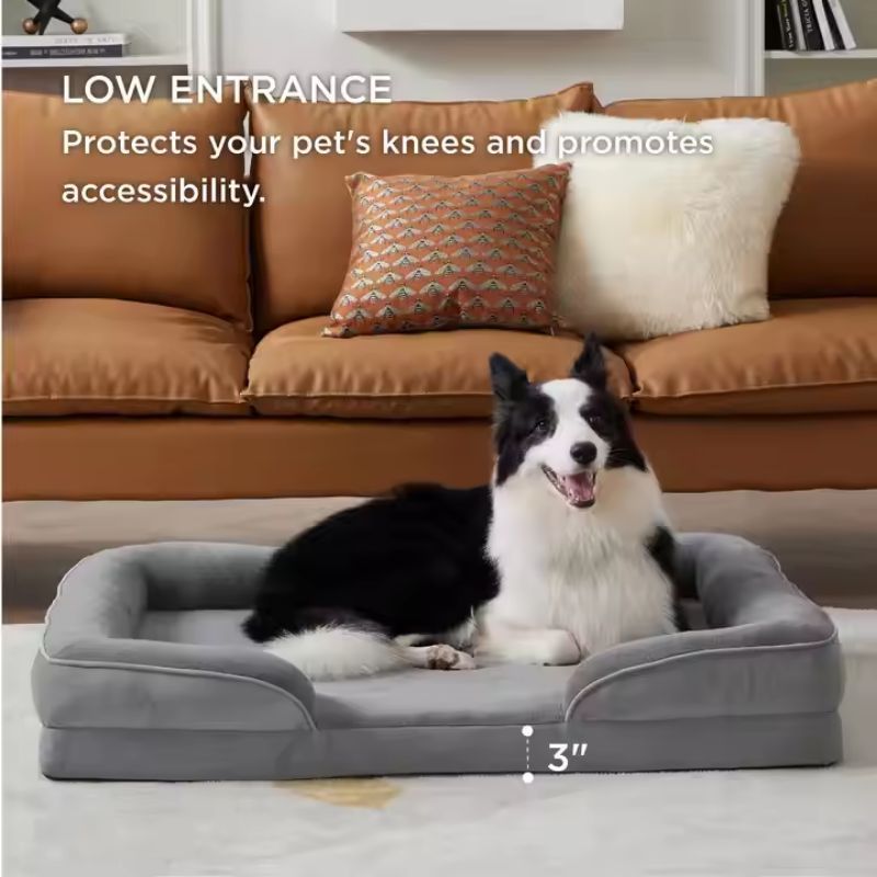1 piece set XL size 102*80*18cm orthopedic foam dog bed, designed for super large dogs, C-shaped orthopedic dog bed, washable dog sofa bed, with removable cover and non-slip bottom, with supportive foam sofa design, suitable for pet dogs, cats, rabbits, c - Image 3