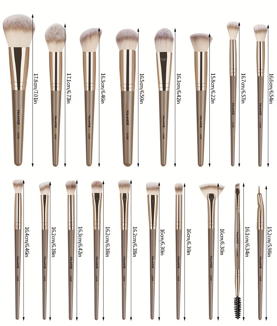 MAANGE 18-piece professional makeup brush set, including 18 makeup brushes + velvet cloth bag, soft brush hair makeup brushes, foundation brush, eye shadow brush, blending brush, concealer brush, eyeliner brush, skin-friendly powder puff set, travel porta - Image 2