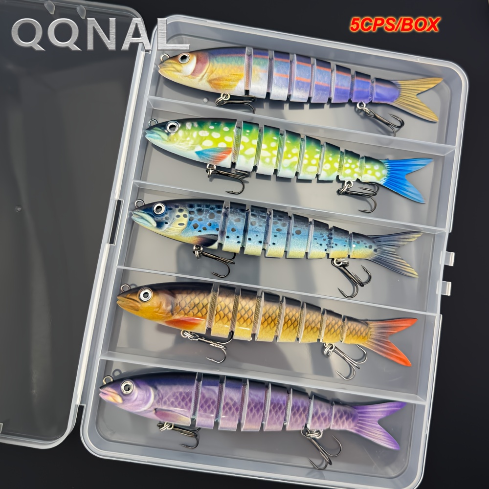 QQNAL5PCS Lure Beginner Set - 7-section sink bait suitable for both fresh and saltwater, stylish swimming style, long-distance casting without breaking the line, comes with a waterproof box, catch all species of bass, trout, and pike in one net. - Image 5