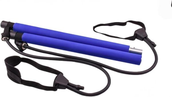 Blue multi-functional Pilates fitness stick elastic rope yoga pole stretch back training device chest expansion pull rod arm strength device - Image 1