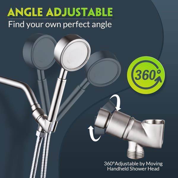 Full metal handheld shower head seat - adjustable brass bracket, 360-degree rotating ball, suitable for universal shower arms and shower hoses, chrome-plated (nickel) - Image 2