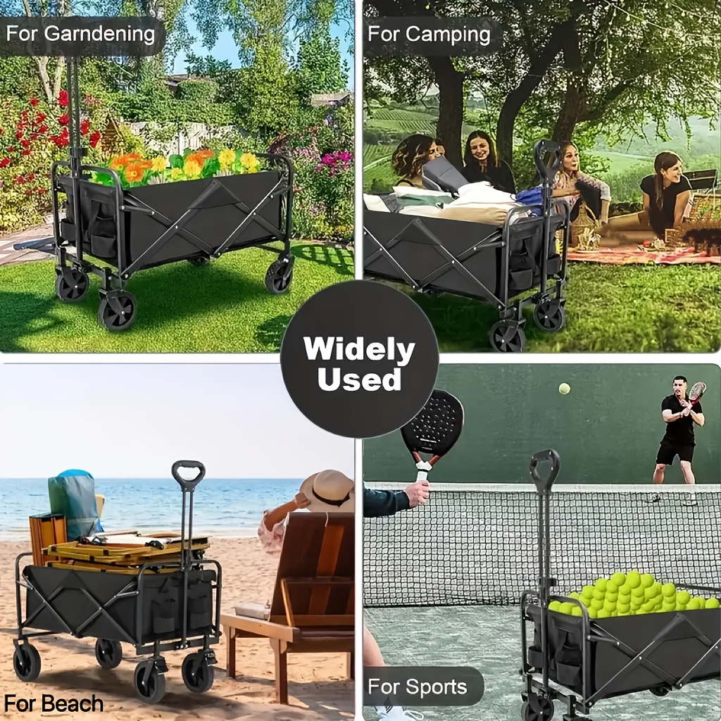 250KG Load Capacity 300L Large Capacity Heavy Duty Foldable Beach Car - All-Terrain Foldable Multi-Functional Handcart with Large Wheels, Side Pockets and Brakes - Durable Oxford Fabric and Stainless Steel Structure, Suitable for Camping, Garden, Sports a - Image 1