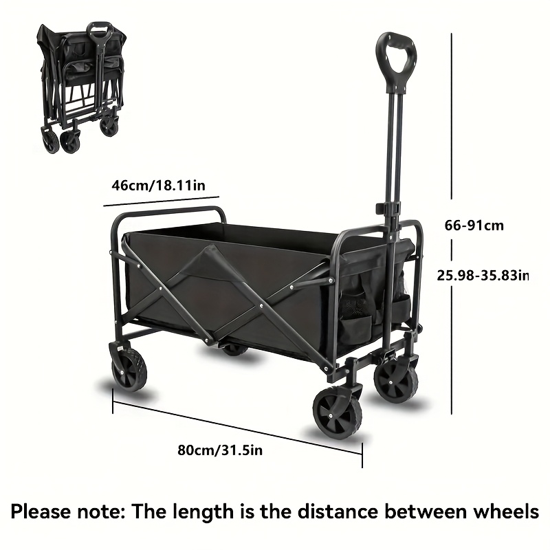 250KG Load Capacity 300L Large Capacity Heavy Duty Foldable Beach Car - All-Terrain Foldable Multi-Functional Handcart with Large Wheels, Side Pockets and Brakes - Durable Oxford Fabric and Stainless Steel Structure, Suitable for Camping, Garden, Sports a - Image 2