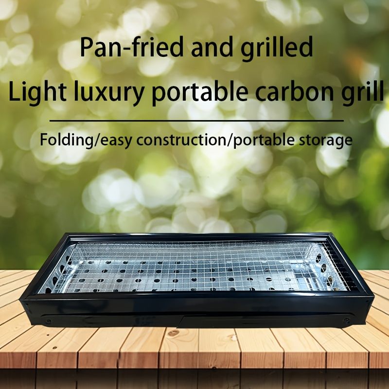 Portable foldable barbecue grill with adjustable height and built-in side rack - heavy-duty metal outdoor barbecue grill, suitable for backyard, camping, picnic - compact storage design with external barbecue cover, durable paint surface, suitable for out - Image 2