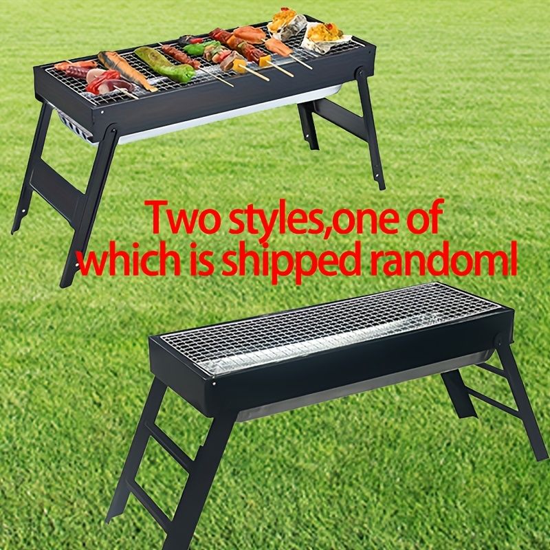 Portable foldable barbecue grill with adjustable height and built-in side rack - heavy-duty metal outdoor barbecue grill, suitable for backyard, camping, picnic - compact storage design with external barbecue cover, durable paint surface, suitable for out - Image 3