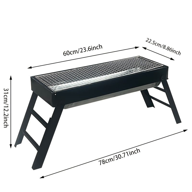 Portable foldable barbecue grill with adjustable height and built-in side rack - heavy-duty metal outdoor barbecue grill, suitable for backyard, camping, picnic - compact storage design with external barbecue cover, durable paint surface, suitable for out - Image 4