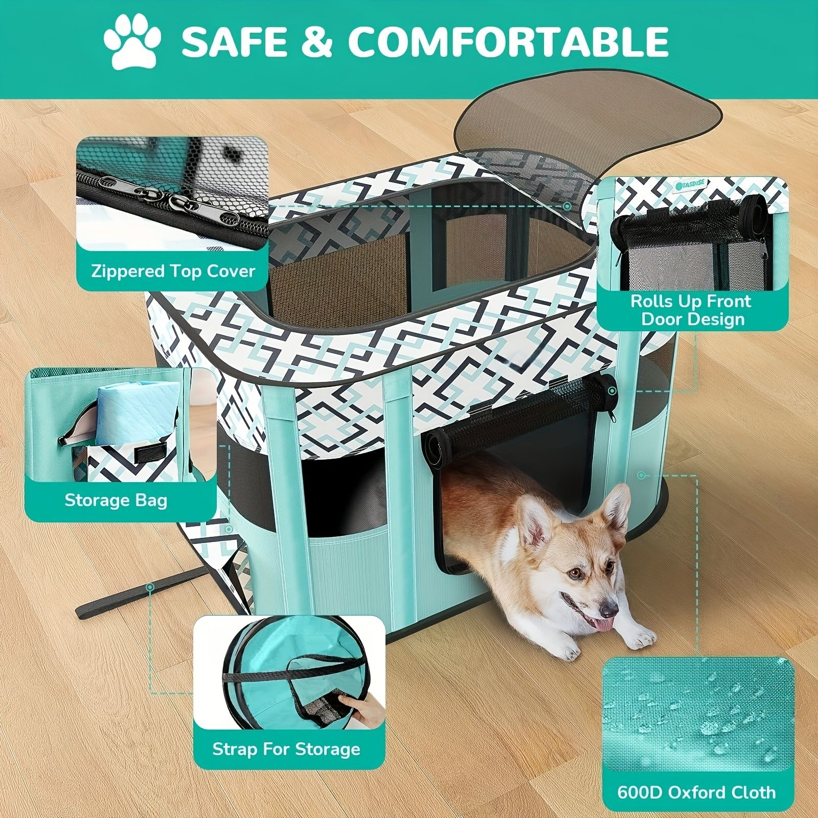 1 piece hot sale cat nursery pet nursery, foldable with a black handbag cat dog cage fence dog cat bed pet supplies tent puppy kitten nursery - Image 1