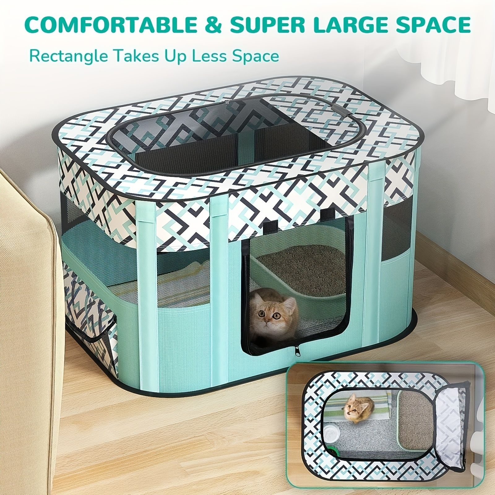 1 piece hot sale cat nursery pet nursery, foldable with a black handbag cat dog cage fence dog cat bed pet supplies tent puppy kitten nursery - Image 2