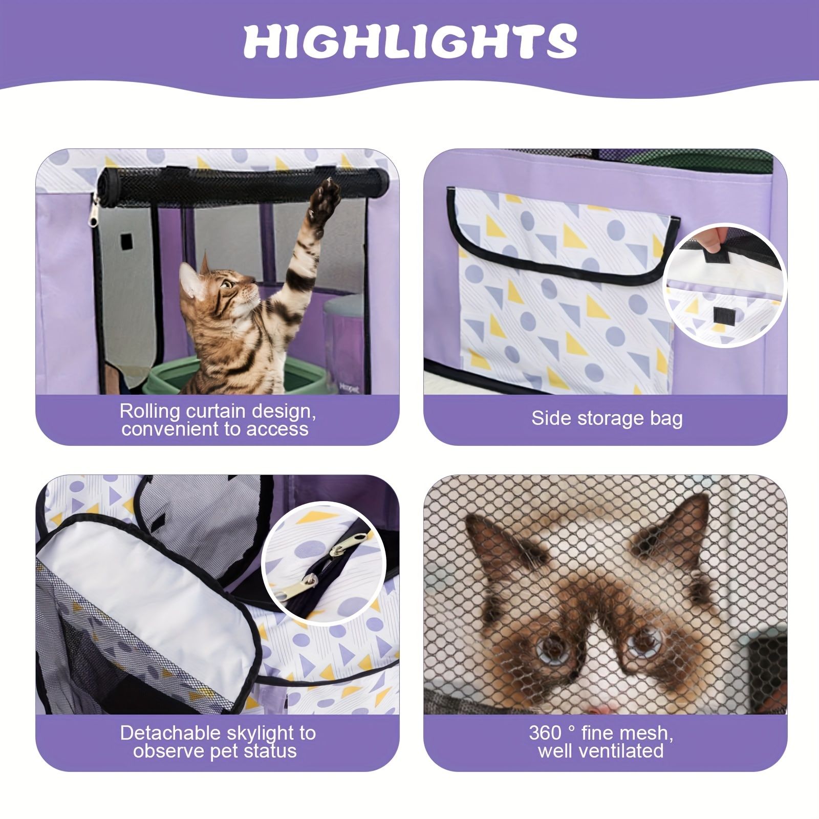 1 piece hot sale cat nursery pet nursery, foldable with a black handbag cat dog cage fence dog cat bed pet supplies tent puppy kitten nursery - Image 6