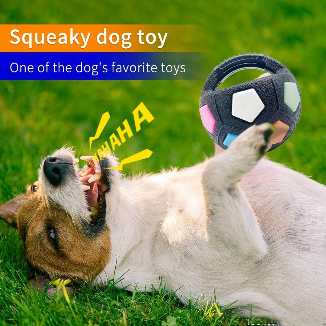 Football-shaped pet dog toys, sturdy and durable tooth-grinding training toys, squeaking sound toys - Image 3