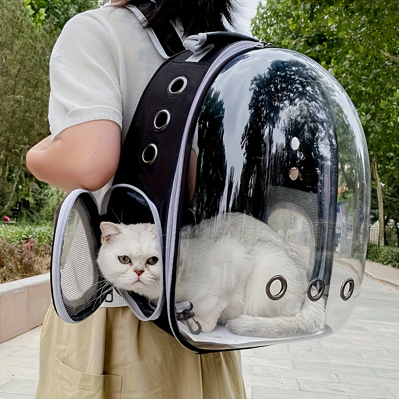 1 space capsule pet backpack - breathable transparent travel carry-on box, suitable for cats and small dogs, with zipper, portable, suitable for outdoor exploration, pet carry-on box, modern pet accessories, secure zipper closure - Image 1