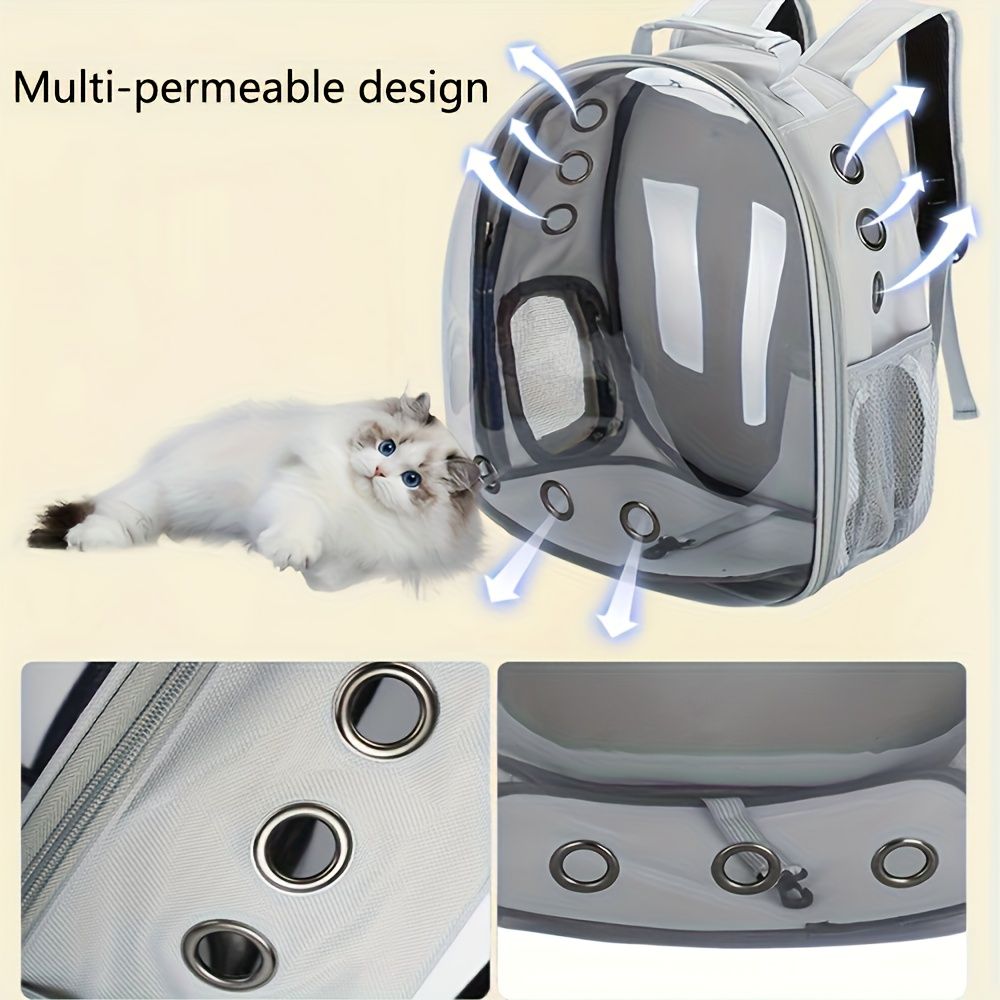 1 space capsule pet backpack - breathable transparent travel carry-on box, suitable for cats and small dogs, with zipper, portable, suitable for outdoor exploration, pet carry-on box, modern pet accessories, secure zipper closure - Image 3