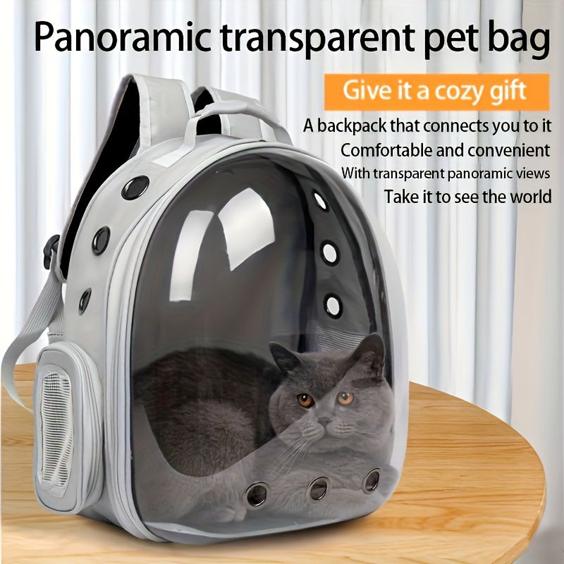 1 space capsule pet backpack - breathable transparent travel carry-on box, suitable for cats and small dogs, with zipper, portable, suitable for outdoor exploration, pet carry-on box, modern pet accessories, secure zipper closure - Image 4