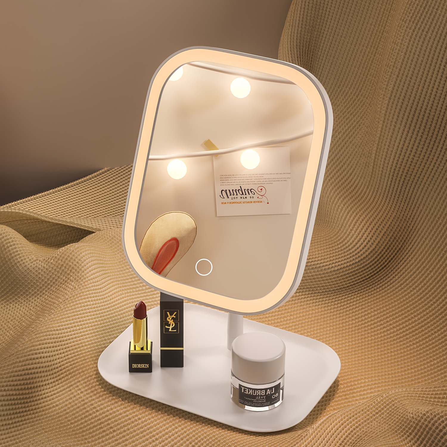 LED makeup mirror, lighted sink mirror, 3-light mode lighting makeup mirror, touch control, portable stand and foldable compact mirror, Light makeup table, rechargeable battery, portable LED makeup mirror, women's Christmas gift, suitable for home / bedro - Image 2