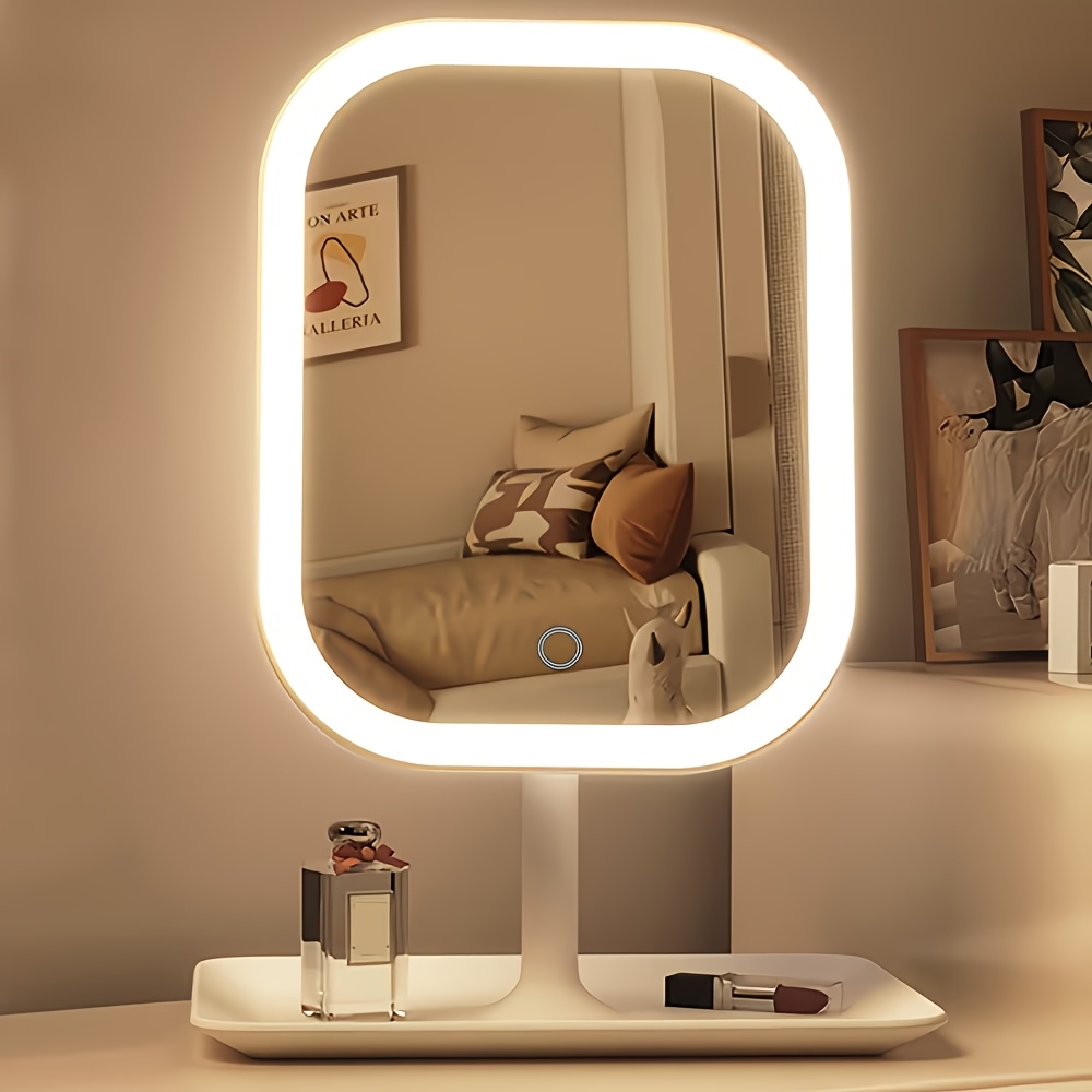 LED makeup mirror, lighted sink mirror, 3-light mode lighting makeup mirror, touch control, portable stand and foldable compact mirror, Light makeup table, rechargeable battery, portable LED makeup mirror, women's Christmas gift, suitable for home / bedro - Image 3