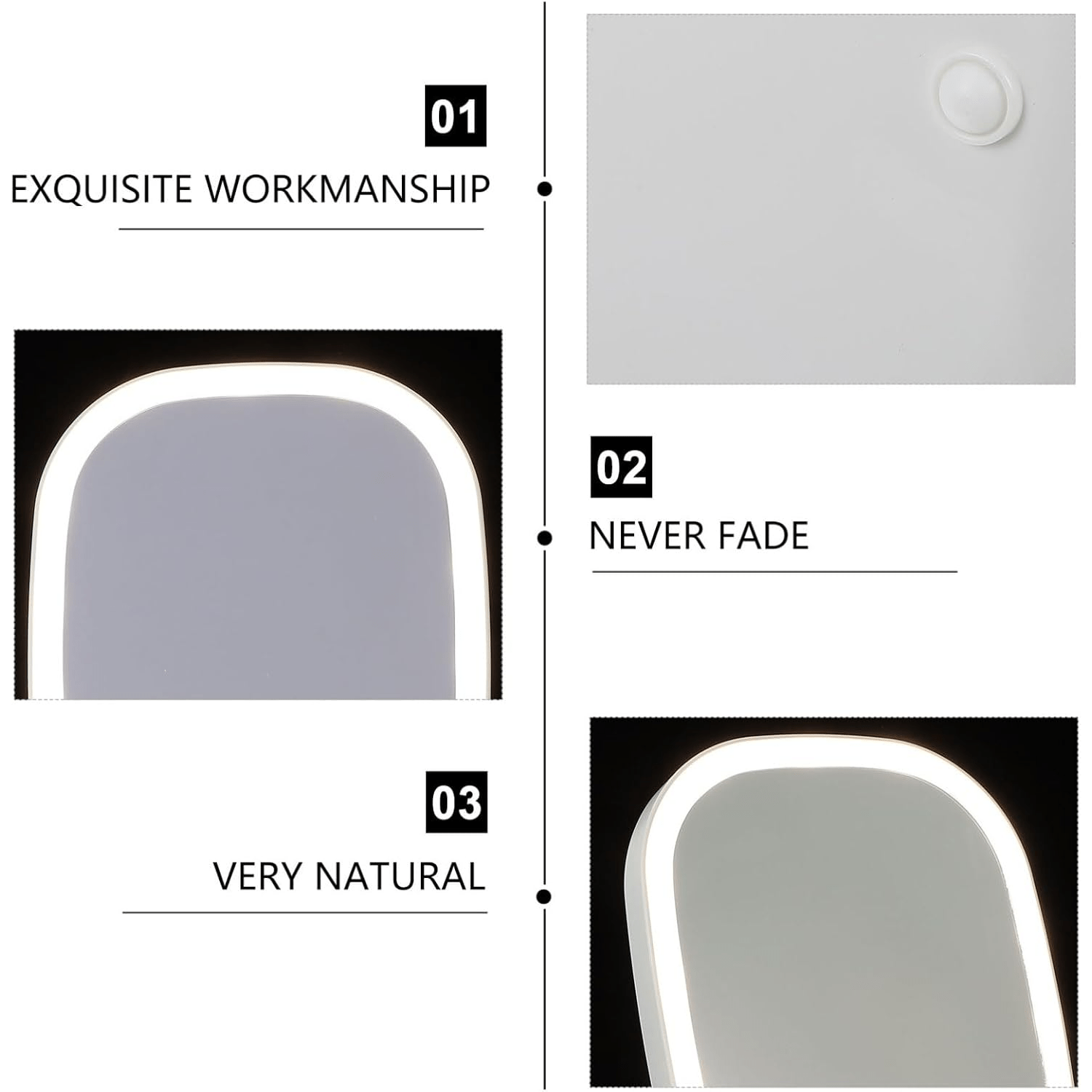 LED makeup mirror, lighted sink mirror, 3-light mode lighting makeup mirror, touch control, portable stand and foldable compact mirror, Light makeup table, rechargeable battery, portable LED makeup mirror, women's Christmas gift, suitable for home / bedro - Image 7