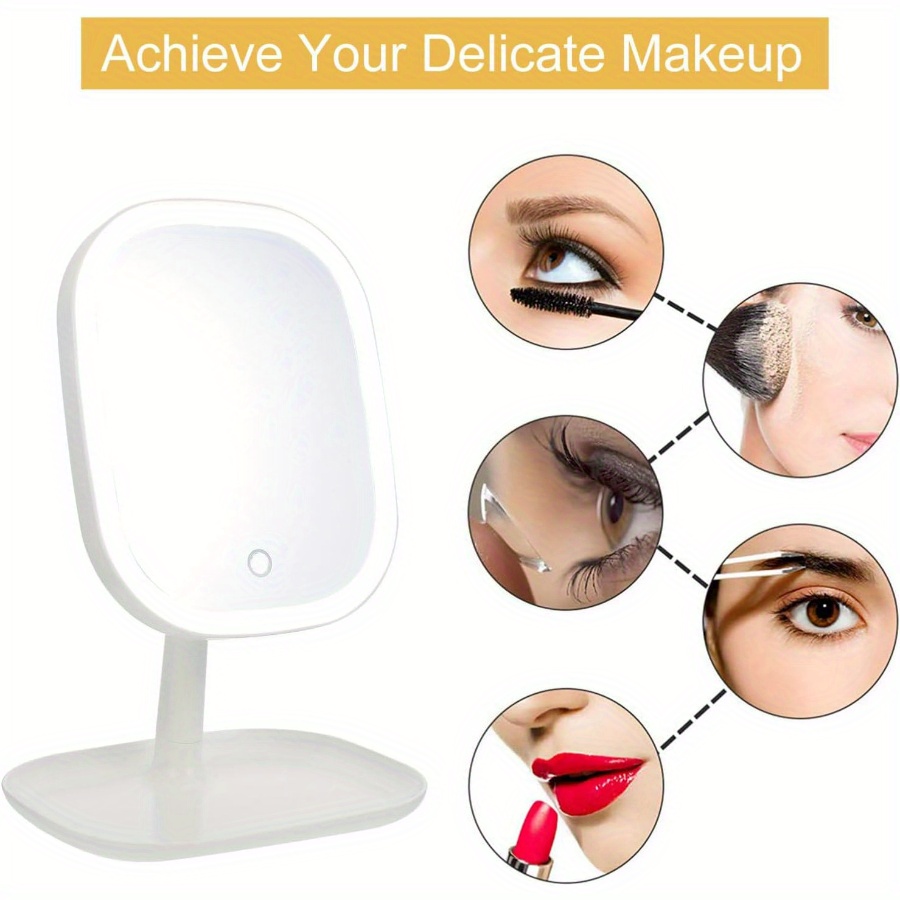 LED makeup mirror, lighted sink mirror, 3-light mode lighting makeup mirror, touch control, portable stand and foldable compact mirror, Light makeup table, rechargeable battery, portable LED makeup mirror, women's Christmas gift, suitable for home / bedro - Image 8