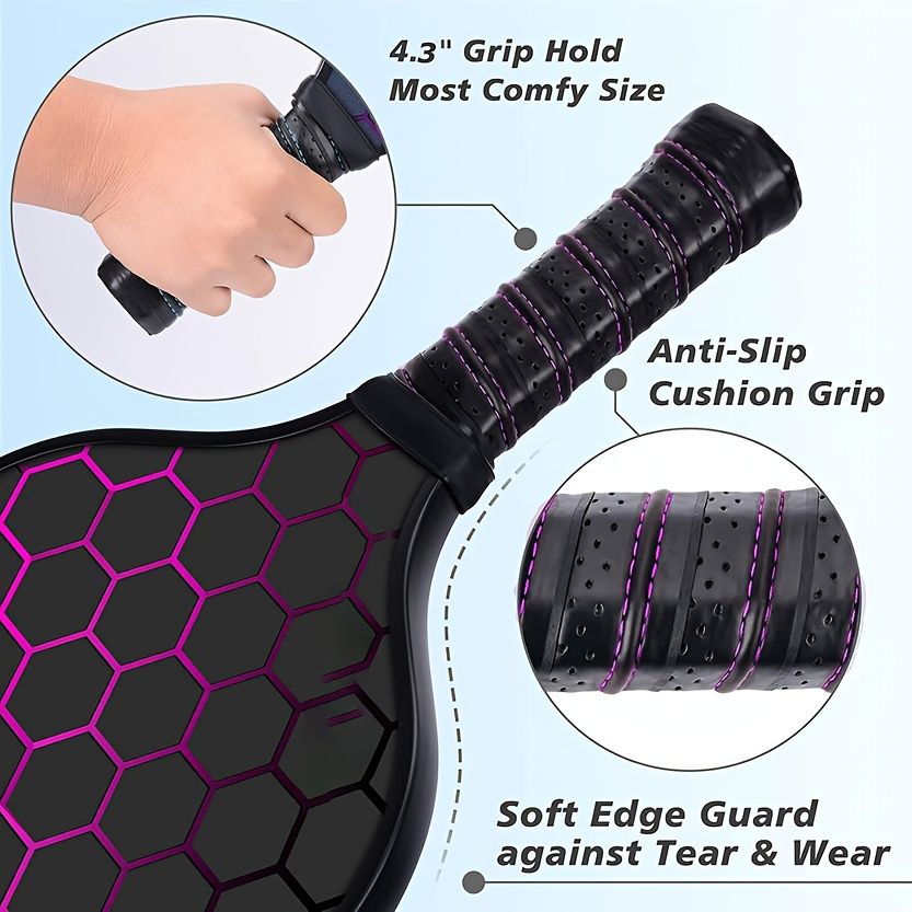 Double racket, Pickleball racket set, glass fiber graphite Pickleball racket set , Pickleball racket equipment with ball, equipment suitable for beginners and professionals - Image 4