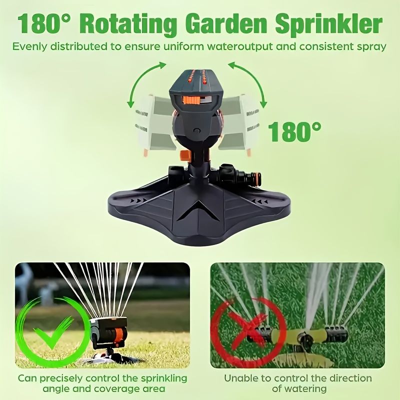 1 garden sprinkler with 16 nozzles, 180° rotating adjustable head, automatic irrigation system, wide coverage, easy to install, no power required, suitable for lawn and garden watering - Image 5