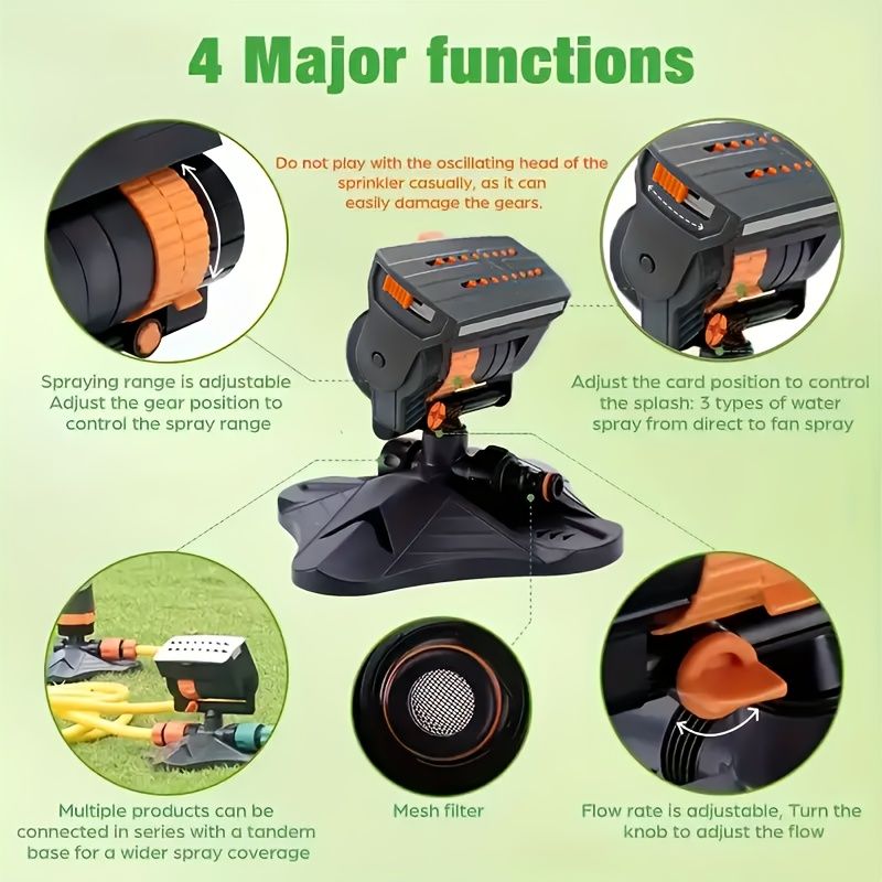 1 garden sprinkler with 16 nozzles, 180° rotating adjustable head, automatic irrigation system, wide coverage, easy to install, no power required, suitable for lawn and garden watering - Image 6