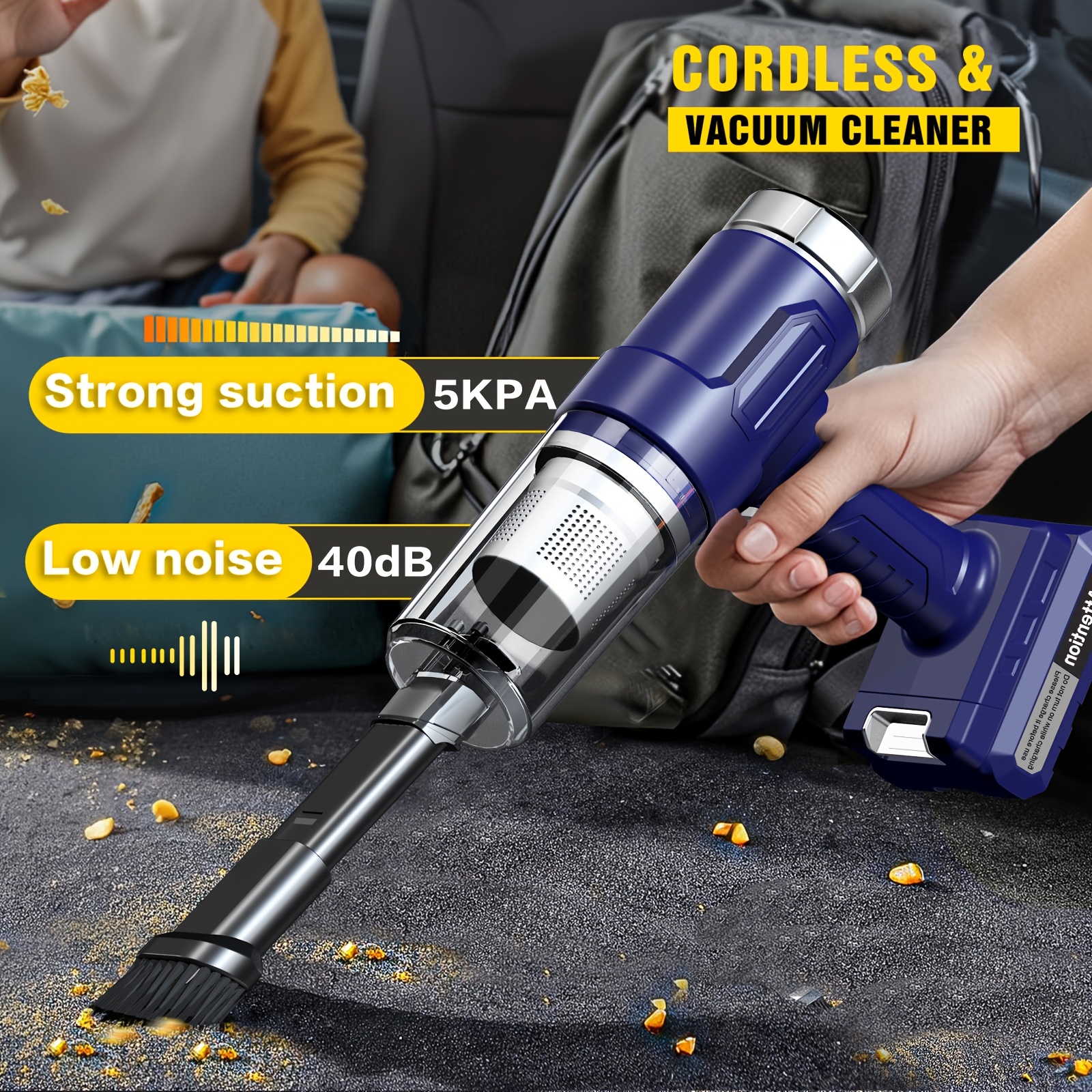 New upgraded wireless handheld car vacuum cleaner, rechargeable, 10000 Pa super strong suction power, two 2000mAh long-lasting batteries, washable dual filter, low noise, suitable for cars and homes, portable and durable car vacuum cleaner Car vacuum clea - Image 1