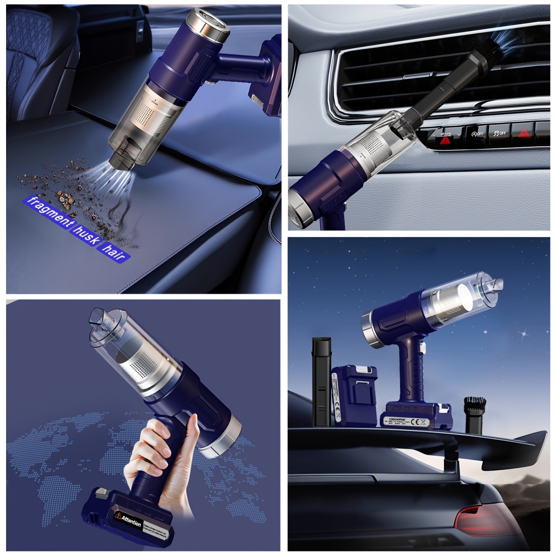 New upgraded wireless handheld car vacuum cleaner, rechargeable, 10000 Pa super strong suction power, two 2000mAh long-lasting batteries, washable dual filter, low noise, suitable for cars and homes, portable and durable car vacuum cleaner Car vacuum clea - Image 6