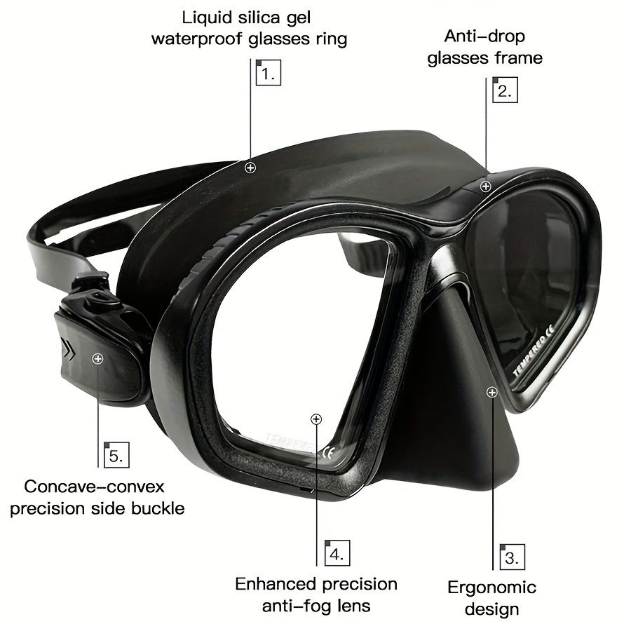Professional adult small face free diving mask snorkeling mask box set, high-definition tempered glass electroplated lens, no / with camera bracket base snorkeling mask, small face fishing hunting snorkeling seaside play mask equipment - Image 6
