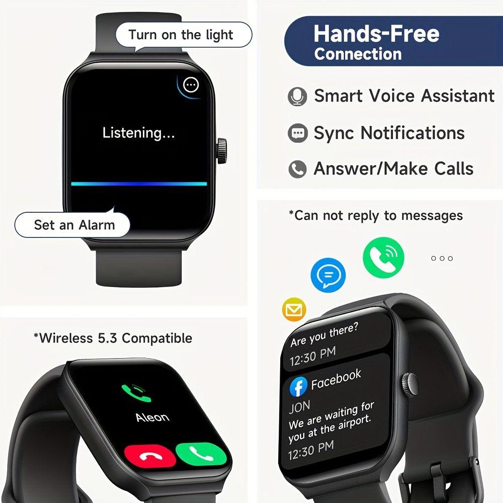 Smartwatch, men's and women's, 4.95cm fitness tracker, supports answering/making calls, wireless/睡Sleep tracking / 50 exercise modes, fitness watch, holiday gift, Valentine's Day gift - Image 2