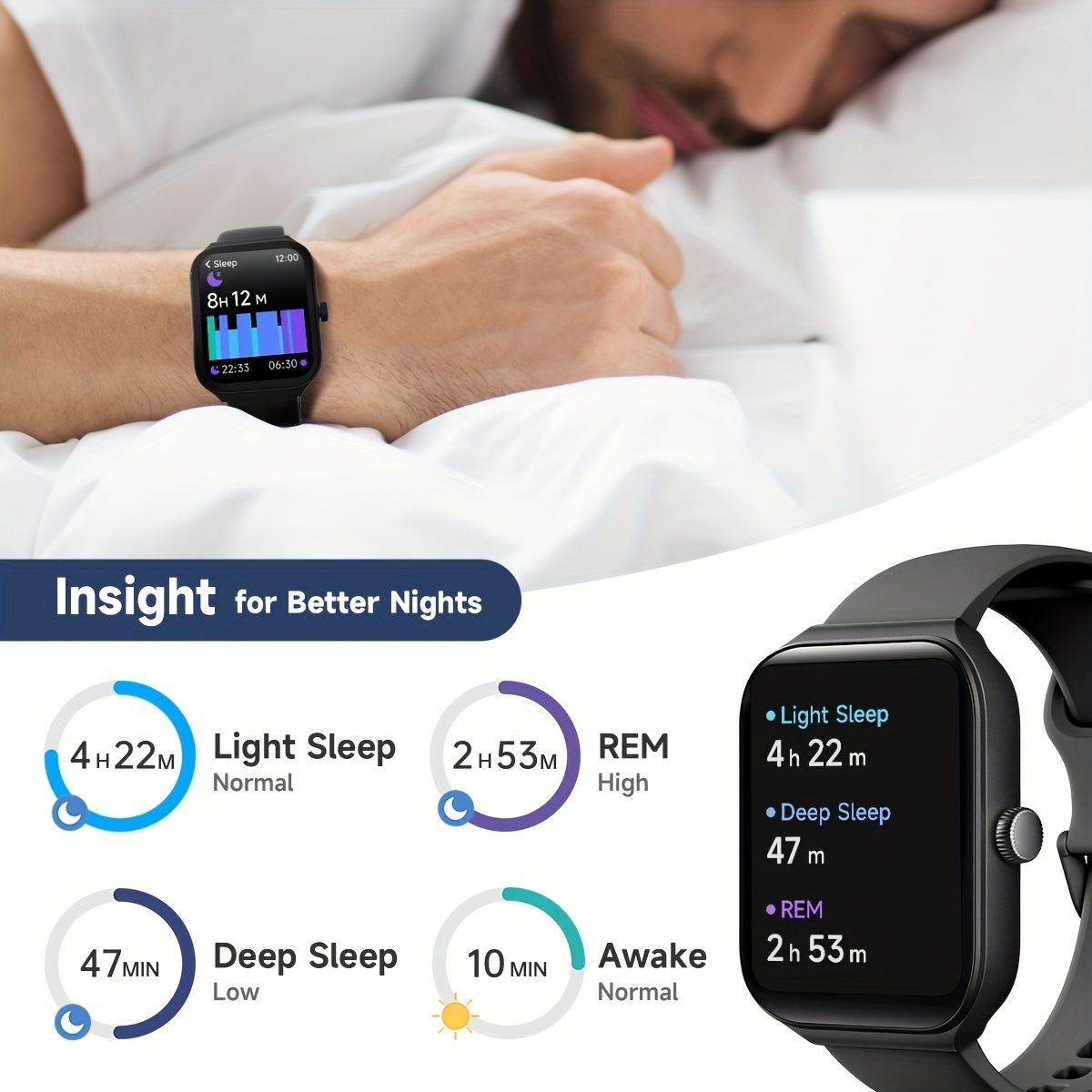 Smartwatch, men's and women's, 4.95cm fitness tracker, supports answering/making calls, wireless/睡Sleep tracking / 50 exercise modes, fitness watch, holiday gift, Valentine's Day gift - Image 4