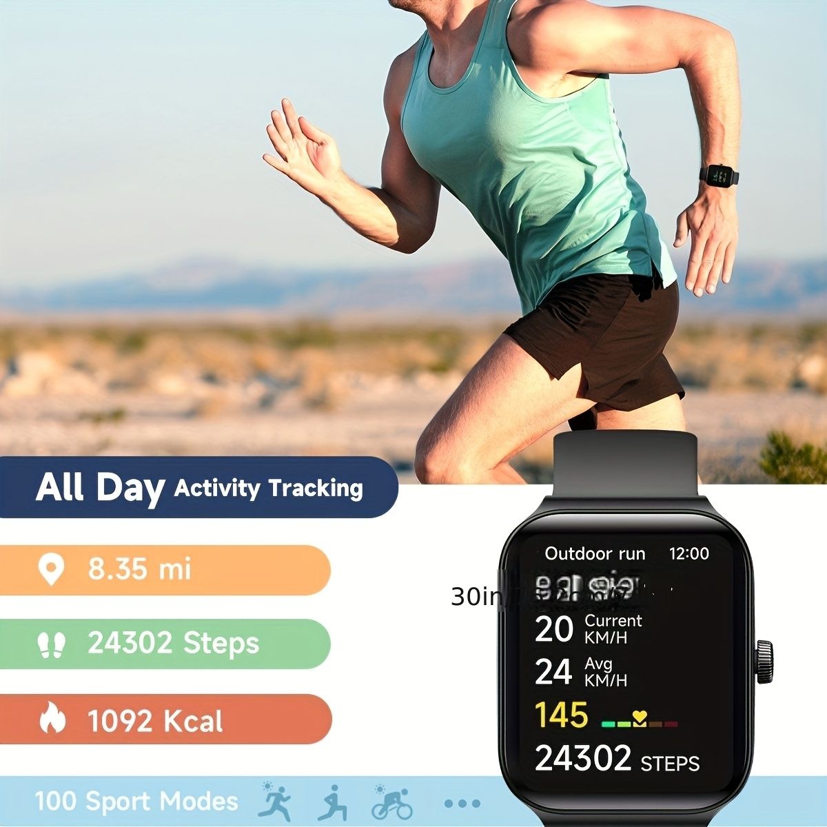 Smartwatch, men's and women's, 4.95cm fitness tracker, supports answering/making calls, wireless/睡Sleep tracking / 50 exercise modes, fitness watch, holiday gift, Valentine's Day gift - Image 5