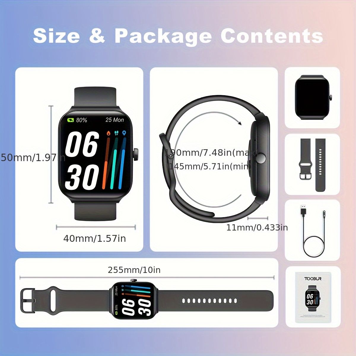 Smartwatch, men's and women's, 4.95cm fitness tracker, supports answering/making calls, wireless/睡Sleep tracking / 50 exercise modes, fitness watch, holiday gift, Valentine's Day gift - Image 8