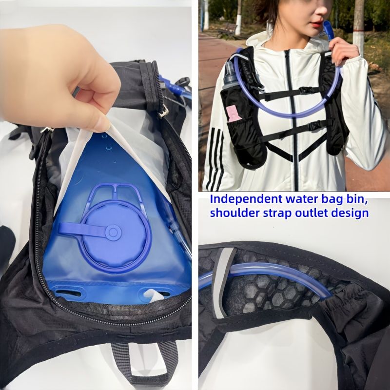 2-piece set (backpack + water bag) New outdoor sports water bag backpack, lightweight design, independent water bag compartment, hiking backpack, marathon water bag backpack, bicycle water bag bag - Image 6