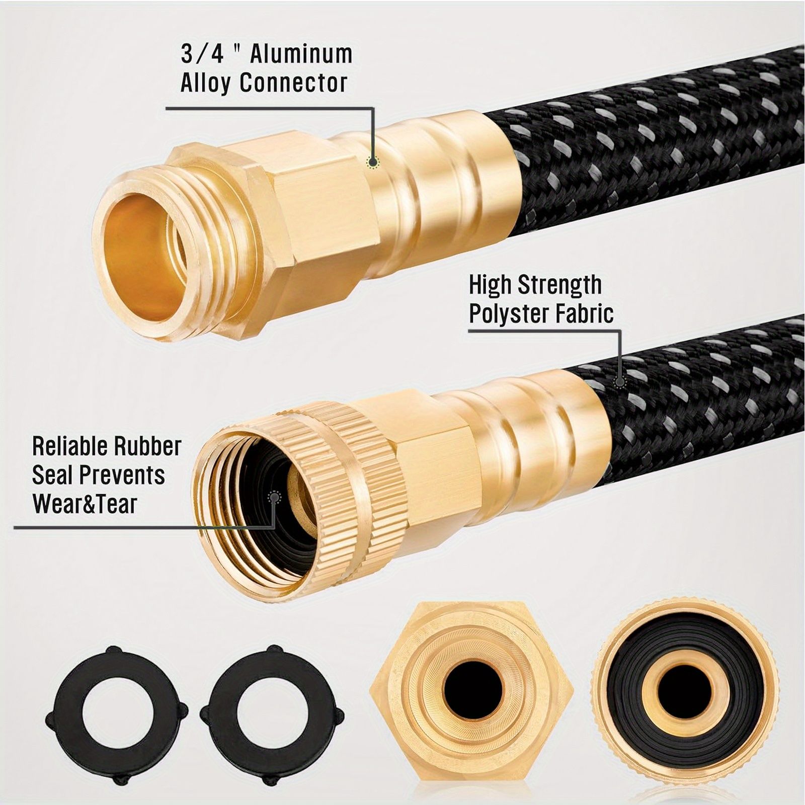 LOVFEN Garden Water Hose 30.49 meters, non-extensible lightweight hose, with nozzle, suitable for use in gardens, lawns, car washing and outdoor use - Image 4