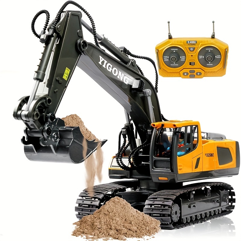 2.4G Remote Control Excavator Alloy Excavator Model Engineering Car Remote Control Car Boy Girl Unlimited Rotation - Larger 1/18 Scale Remote Control Excavator - Image 1