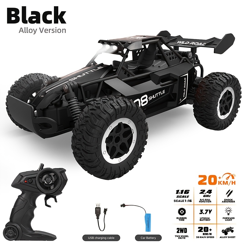 All terrain electric toy car, 1:16 scale model car, 2.4GHz R / C off-road car, top speed of 20 km / h, with headlights and shock absorbers, suitable for birthday gifts for boys over 3 years old - Image 2