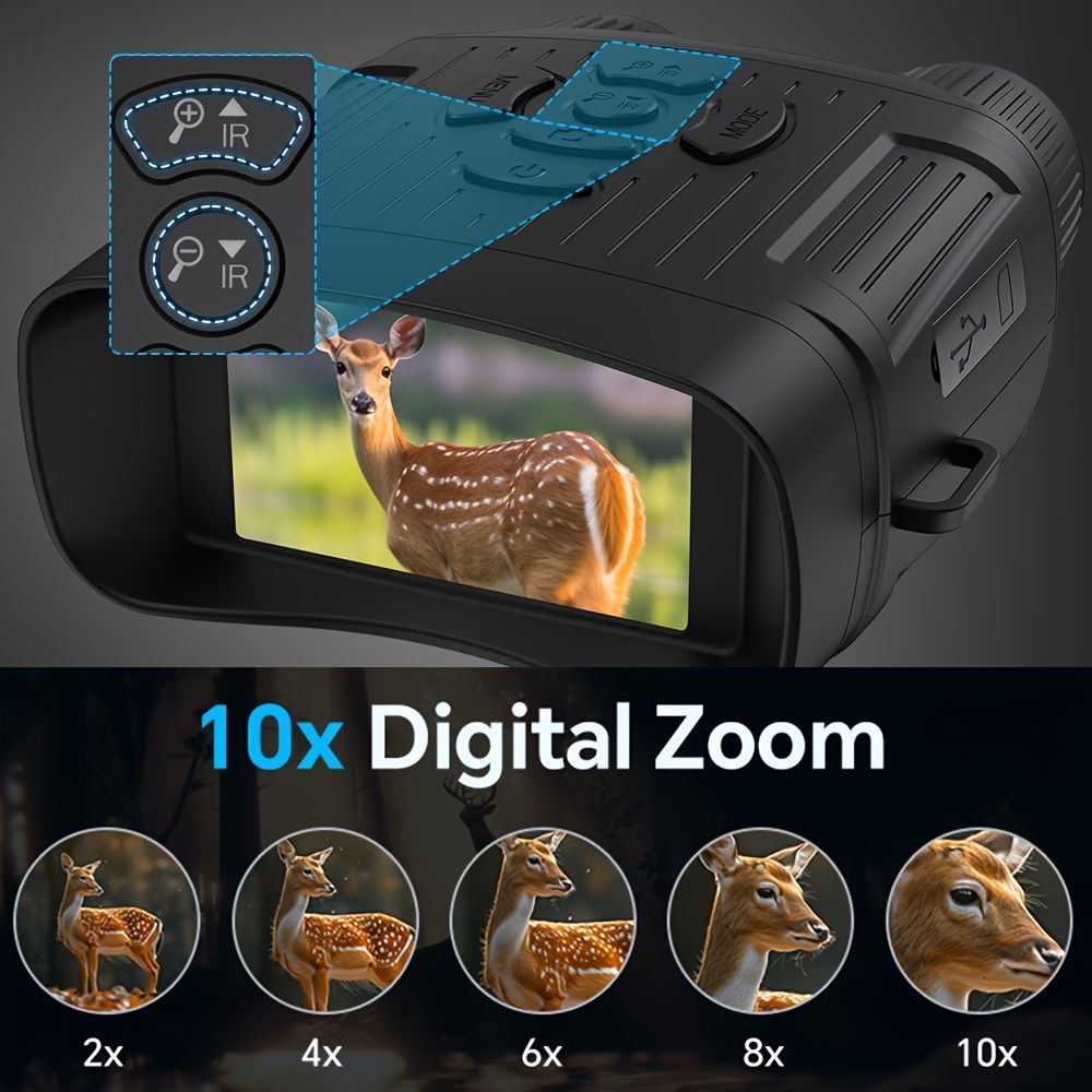 36 megapixel 4K night vision binoculars with infrared function, 7.62 cm high-definition screen, 10x magnification, infrared digital night vision camera can achieve 100% observation in complete darkness, suitable for hunting, farm monitoring, wildlife obse - Image 4