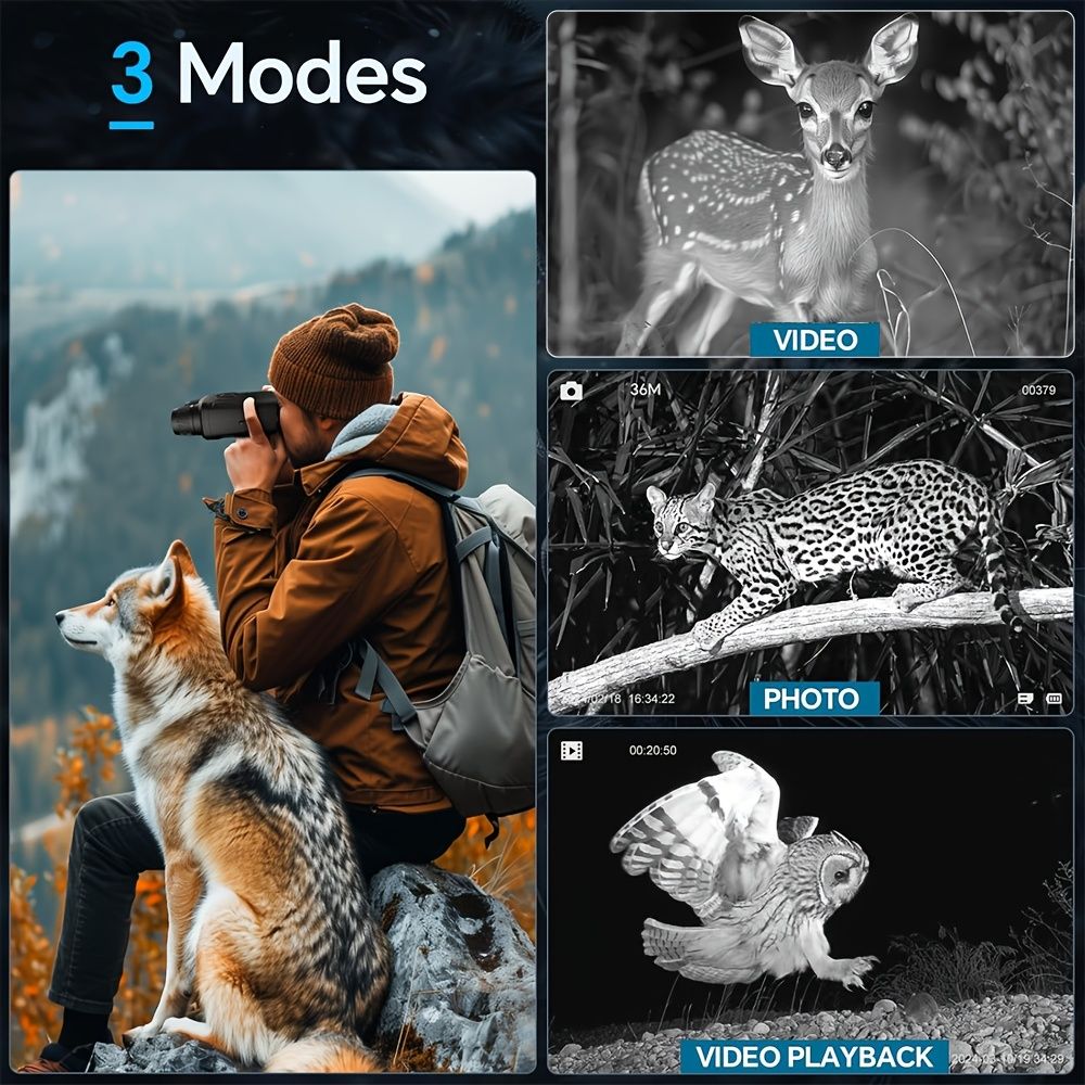 36 megapixel 4K night vision binoculars with infrared function, 7.62 cm high-definition screen, 10x magnification, infrared digital night vision camera can achieve 100% observation in complete darkness, suitable for hunting, farm monitoring, wildlife obse - Image 7