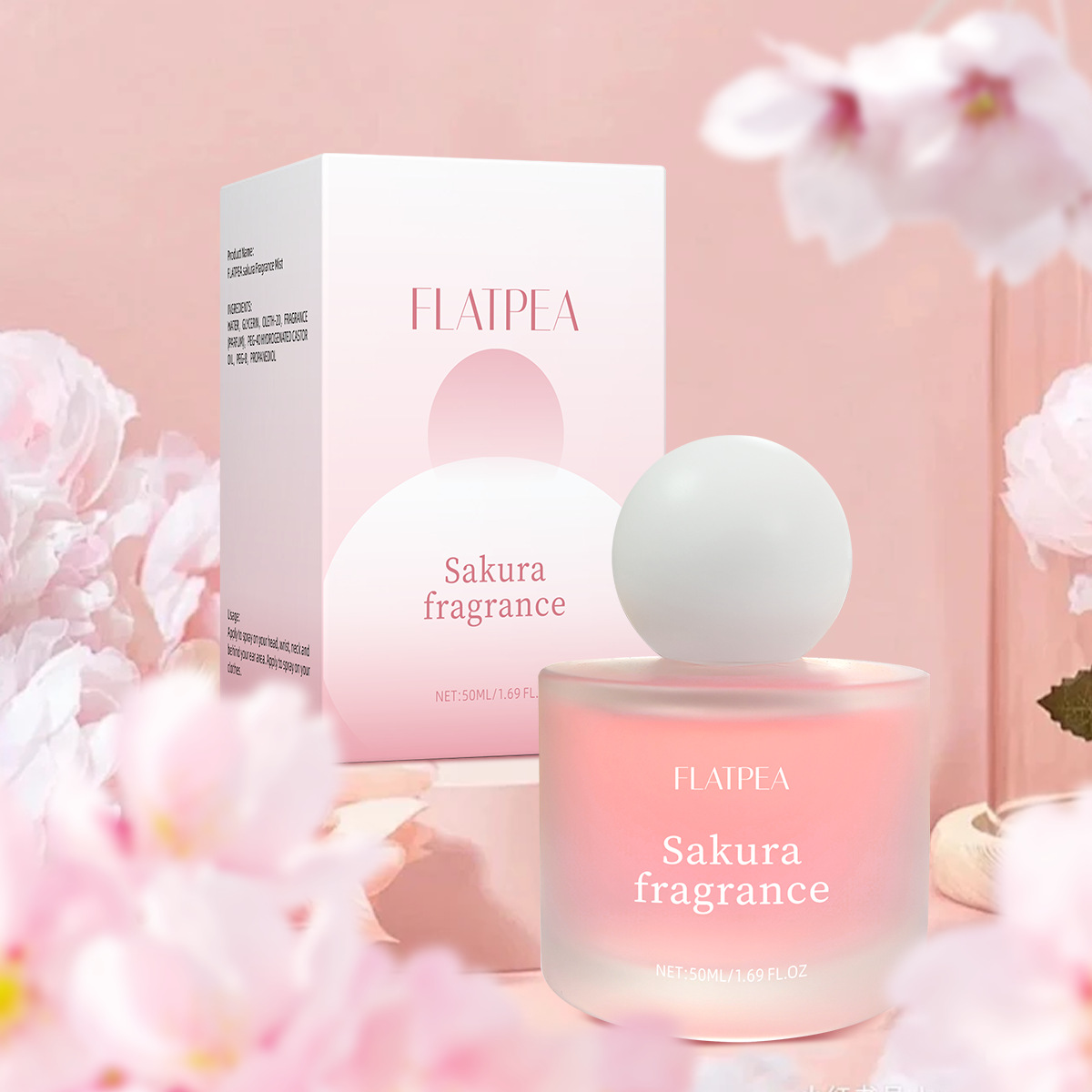 Hot-selling Cherry Blossom Women's Perfume Spray Natural Freshness Long-lasting Fragrance No Alcohol 50ml - Image 1