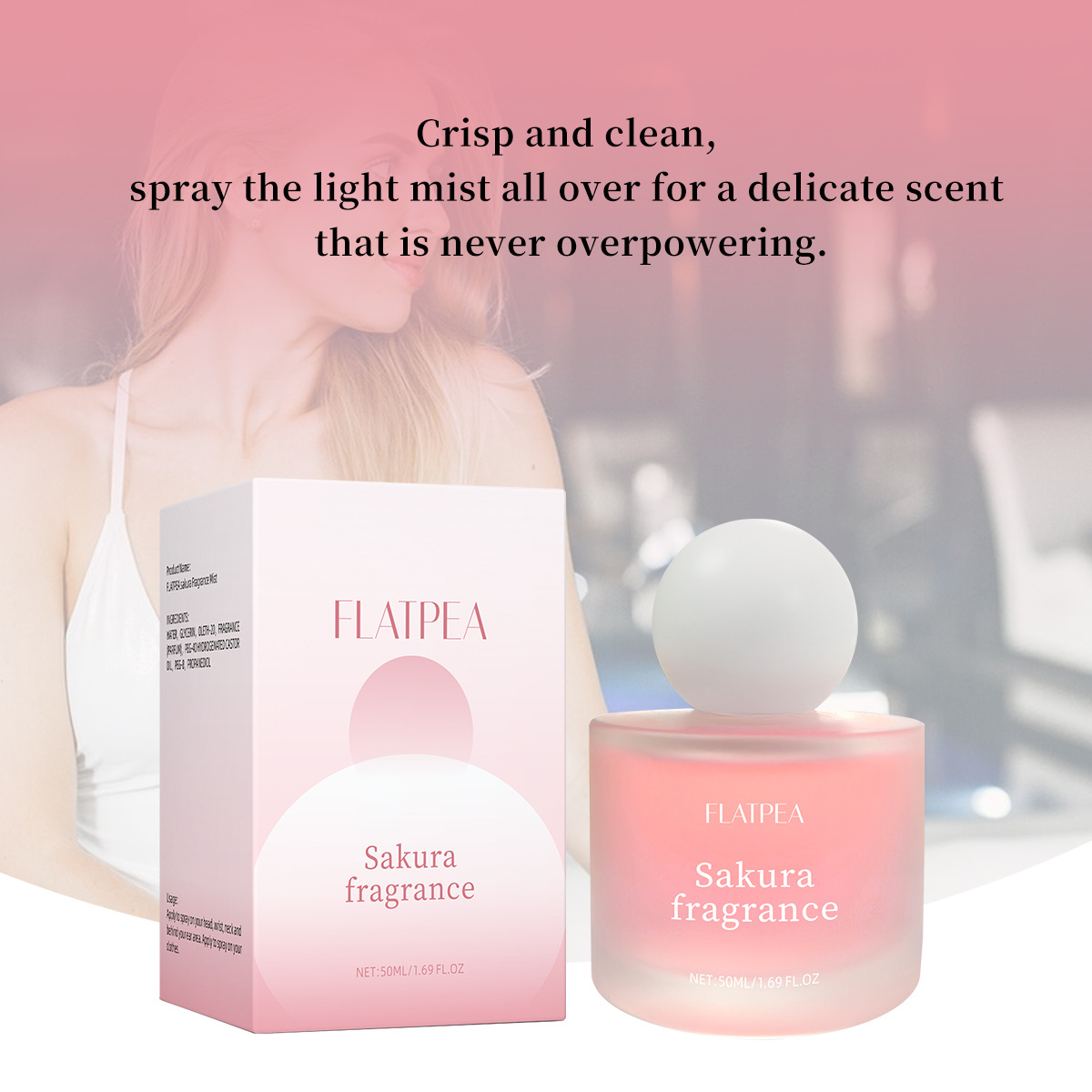 Hot-selling Cherry Blossom Women's Perfume Spray Natural Freshness Long-lasting Fragrance No Alcohol 50ml - Image 4