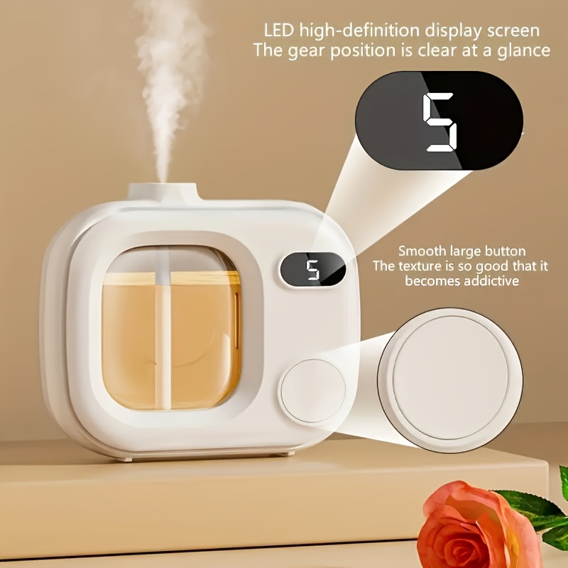 One-button switch, five adjustable intelligent aromatherapy diffuser - suitable for essential oils / perfumes, 500mAh rechargeable battery, USB charging, indoor air freshener, long-lasting home fragrance, smart diffuser with 5 adjustable timer, 500mAh USB - Image 2
