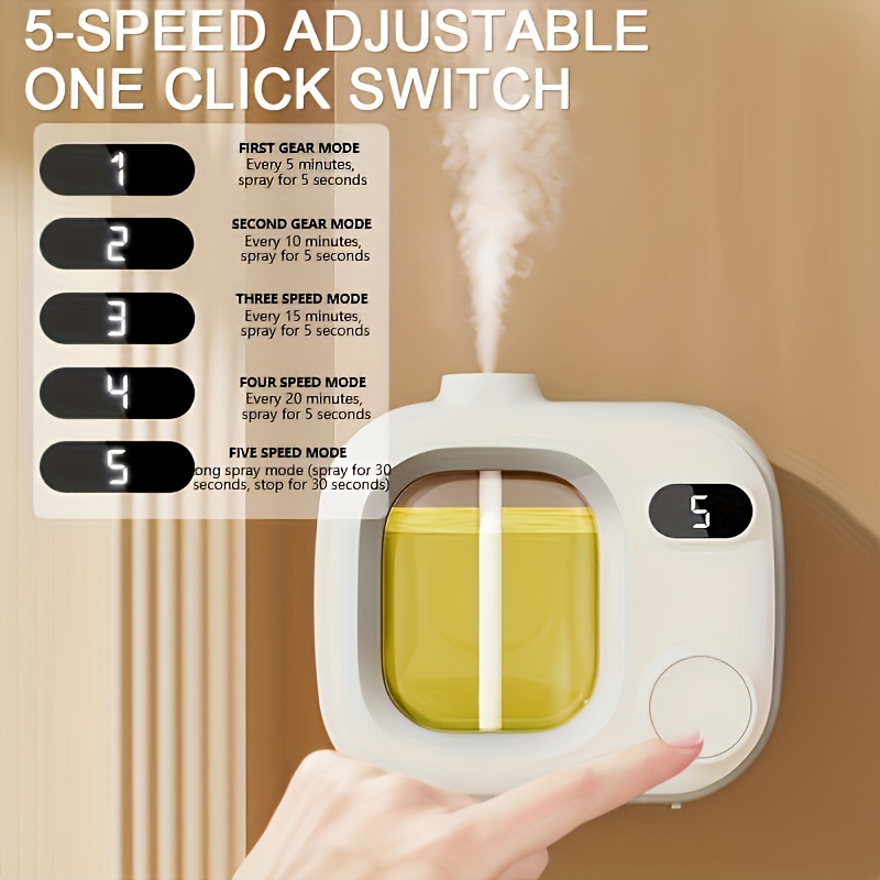One-button switch, five adjustable intelligent aromatherapy diffuser - suitable for essential oils / perfumes, 500mAh rechargeable battery, USB charging, indoor air freshener, long-lasting home fragrance, smart diffuser with 5 adjustable timer, 500mAh USB - Image 8