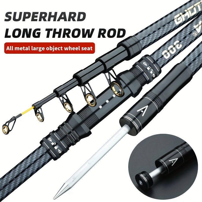 Ultra-hard carbon fiber fishing rod 3m, with anti-slip handle and metal ground inserts - suitable for sea rock fishing, surfing casting and long-range casting - Image 1