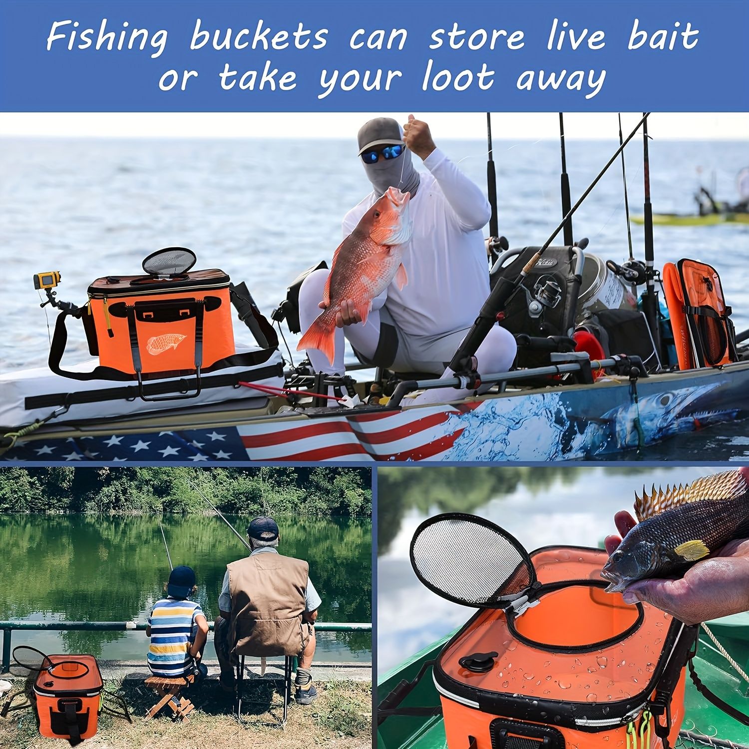 Portable multi-function EVA fishing bag: large capacity, foldable, non-inflatable design, suitable for camping and fishing. - Image 1