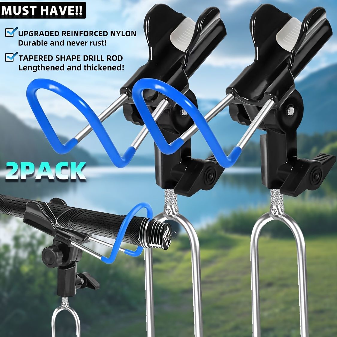 1-piece set upgraded shore fishing fishing rod stand, fishing farm fishing rod stand, ground fishing rod stand, beach raised fishing rod stand, anti-slip design, protect your fishing rod - Image 5