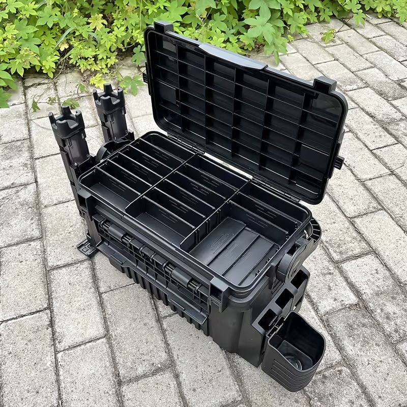 Double-layer multi-function outdoor storage fishing box, can be used as a stool, convenient storage of various fishing lines, bait, live fish. - Image 2